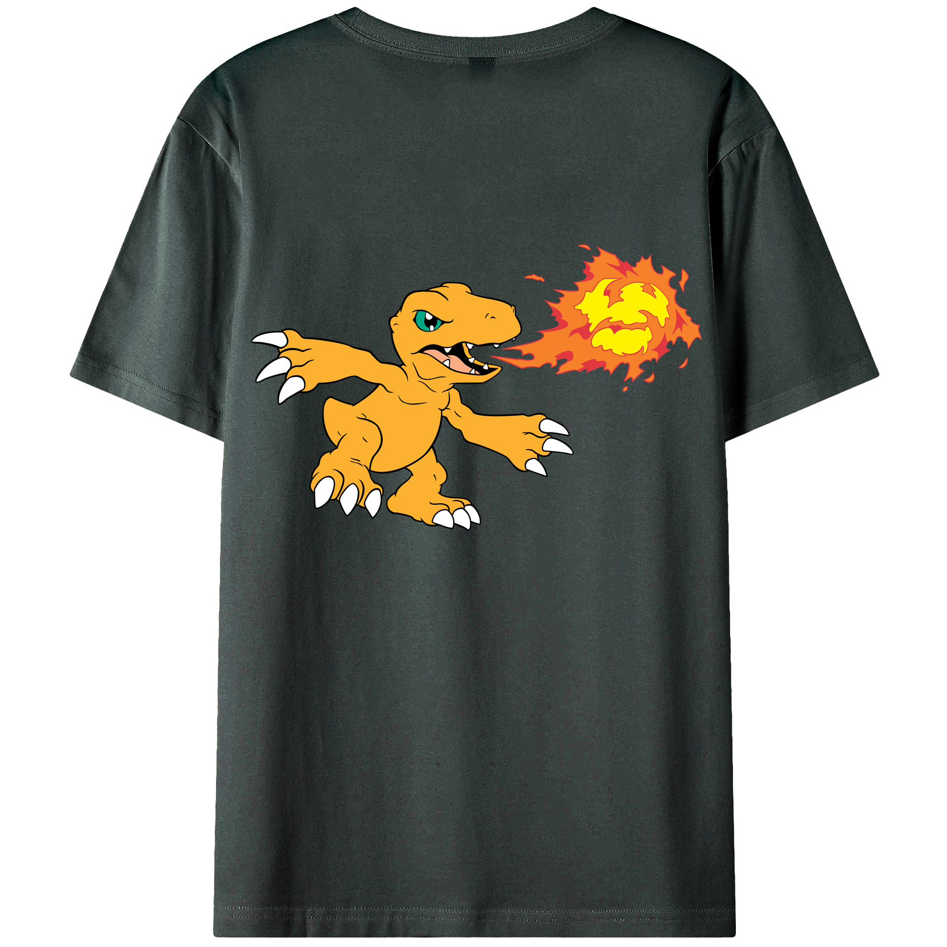 （画像用） Digimon デジタルモンスター/デジモン 綿100％ メンズ半袖Tシャツ（バックプリント） 通気性